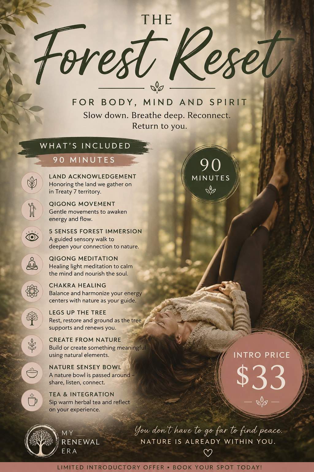 90 minute Nature “Reset” for body, mind and spirit - 2 Dates Available